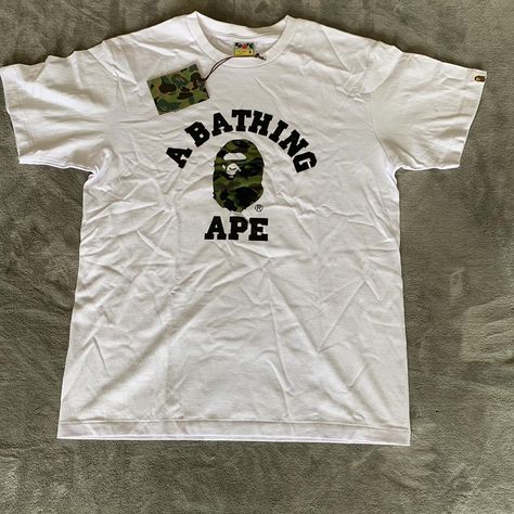 Bape tee. Barely worn. Still got tags. Like new. - Depop Bape Tee Outfit, Bape Tshirt, Bape Tee, Bape Outfits, Bape T Shirt, Bape Shirt, Everyday Bag Essentials, Images Hello Kitty, Bape Men