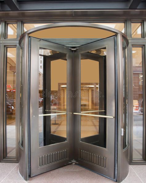 Boutique Exterior, Modern Entrance Door, Revolving Door, Modern Entrance, Cool Doors, Hotel Interior Design, Commercial Building, Pivot Doors, Door Sets