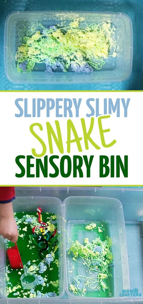 Make a slippery slimy snake sensory bin - the perfect sensory activity for preschoolers! This water play idea is so quick and easy to set up and such a sanity-saver. Reptile Activities, Sensory Activity For Toddlers, Reptiles Activities, Sensory Integration Activities, Body Parts For Kids, Sensory Play Recipes, Sensory Activities For Preschoolers, Rainforest Theme, Activity For Preschoolers