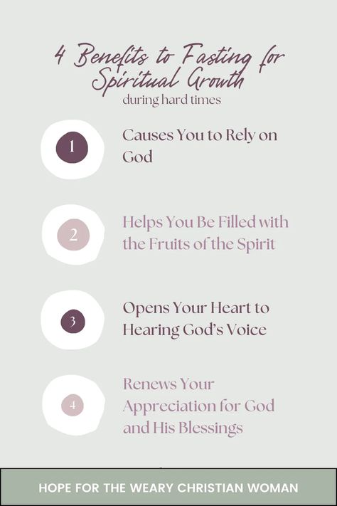 Fasting is a great way to grow closer to God especially when you are walking through hard times. This spiritual growth idea is perfect for any Christian woman walking through trials and storms. Learn why you may have been frustrated by fasting in the past + 4 reasons it can be super effective in hard seasons. Plus a few tips on how to get started if you're new to fasting. Christian Fasting Tips, Christian Fasting, Fasting For Women, Prayer Vision Board, Grow Closer To God, Women Spiritual, Fast And Pray, Hearing Gods Voice, Prayer And Fasting