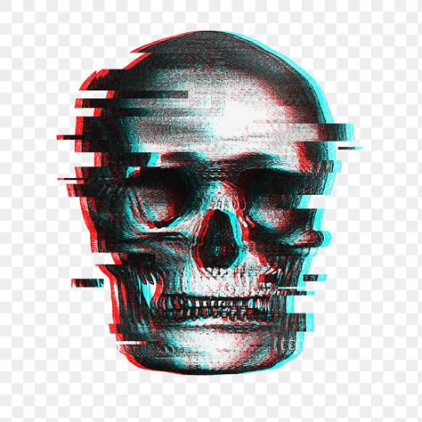 Skull with glitch effect sticker overlay | premium image by rawpixel.com / Donlaya Skull Glitch, Border Overlay, Emo Backgrounds, Bujo Printables, Skull Art Tattoo, Glitch Effect, Jacket Ideas, Tshirt Business, Skull Illustration