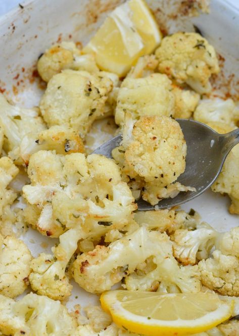 This Garlic Butter Cauliflower is covered in parmesan and roasted until perfectly tender to make an easy one-pan keto side dish! Garlic Butter Cauliflower, Keto Thanksgiving Sides, Butter Cauliflower, Gf Thanksgiving, Cauliflower Breadsticks, Easy Biscuits, Meat Ideas, Low Carb High Protein Recipes, Pan Keto