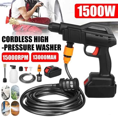 Check it out! $38.05 54%OFF | 1500W Car Washer Gun Electric Cordless Pressure Spray Water Gun Cleaner Washer Gun Water Hose Cleaning With Battery https://s.click.aliexpress.com/e/_oBo7YfK Clean Washer, Car Washer, Water Hose, Pressure Washer, High Pressure, Washer, Check It Out, Electricity, Spray