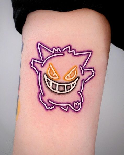 Pureum Neontattoo.Constellationtattoo (@pureum_tattoo) • Instagram photos and videos Neon Tattoo Ideas, Neon Tattoos, Gengar Tattoo, Neon Tattoo, Seattle Tattoo, Chicago Tattoo, Paris Tattoo, Texas Tattoos, Pokemon Tattoo