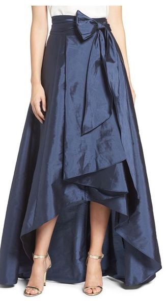 Taffeta Skirt Outfit, Knotted Skirt, Knot Skirt, Skirt Outfit Ideas, Party Bottoms, Taffeta Skirt, Ball Skirt, Maxi Rok, Stylish Skirts