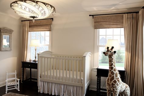 Suzie: Cote de Texas - Gender neutral nursery with classic white cric flanked between two ... Baby Room Gender Neutral, Nursery Curtains Boy, Beige Nursery, Grey Baby Nursery, Beige Curtains, Baby Room Neutral, Modern Country Style, Baby Nursery Neutral, Nursery Curtains