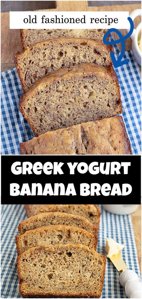 This is the best Banana bread recipe made with Greek yogurt. Greek yogurt banana bread is light, fluffy, and moist. It's an easy banana bread recipe and you can add flavors like chocolate chips, cinnamon, and walnuts. Healthy Banana Bread With Applesauce And Greek Yogurt, Light Fluffy Banana Bread, Moist Banana Bread Greek Yogurt, Banana Bread With Yogurt Moist, Healthy Banana Bread Greek Yogurt Almond Flour, Healthy Banana Muffins With Greek Yogurt Easy Recipes, Banana Bread Recipe Moist Greek Yogurt, Greek Yogurt Banana Bread Recipe, Banana Bread Made With Yogurt