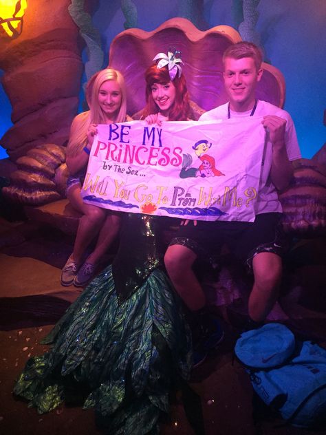 My daughters Promposal at Disney with her boyfriend and Ariel :) Disney Promposal, Formal Proposals, Disney Prom, Prom Posters, Prom Proposals, Cute Prom Proposals, Dance Proposal, Hoco Proposals, Swag Art