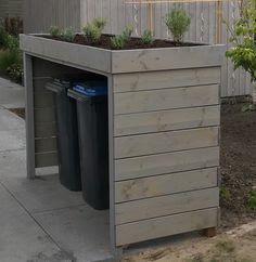 Trash Can Garden Planters, Rent Friendly Outdoor, Trash Can Storage In Garage, Trash Bins Outdoor Garbage Storage, Garbage Storage Outdoor, Trash Can Cover Outdoor, Trash Bin Storage Outdoor, Garbage Bin Storage Outdoor, Garbage Can Storage Outdoor