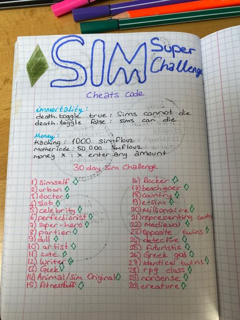 #journal #sims4 #page #pageideas #journaling #journalwithme #bulletjournal Sims Journal, Sims Challenge, Sims Gameplay, Todo List, Greek Gods, The Sims 4, Journal Pages, The Sims, Sims 4