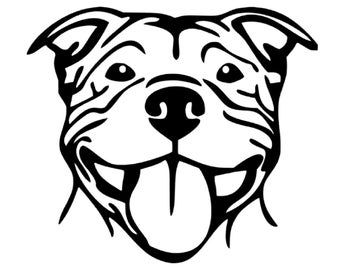 Staffy Dog Tattoo, Staffie Tattoo, Lola Tattoo, Face Svg Free, Pitbull Images, Stencils Printables Templates, Dog Stencil, Staffy Dog, Evil Tattoos