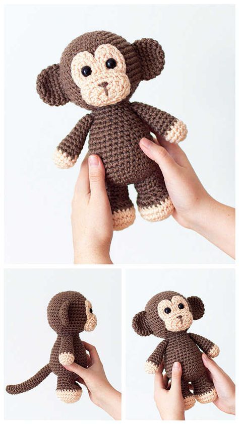 Free Pattern Amigurumi Animal, Amigurumi Monkey Free Pattern Crochet, Crochet Monkeys Free Pattern, Free Crochet Patterns Monkey, Monkey Amigurumi Pattern, Free Monkey Amigurumi Patterns, Knitting Animal Patterns, Monkey Pattern Crochet, Monkey Doll Pattern