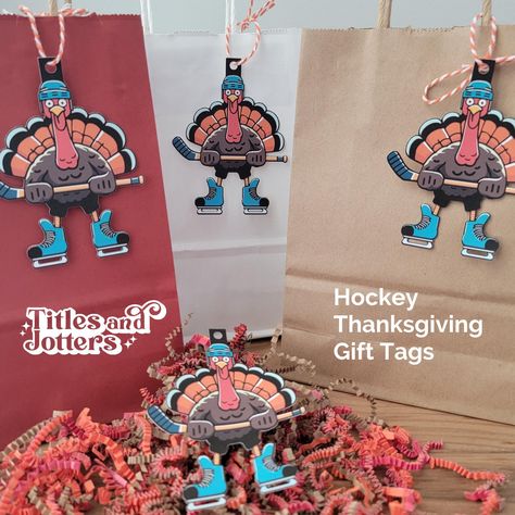 Hockey Thanksgiving Treat Bag Tags, Thankful For Hockey, Thanksgiving Tournament Swag Bag Tags, Gifts For Hockey Kids, Hockey Team Party by TitlesandJotters on Etsy Hockey Thanksgiving, Hockey Team Party, Hockey Kids, Team Party, Thanksgiving Treats, Swag Bag, Hockey Team, New River, Hockey Teams