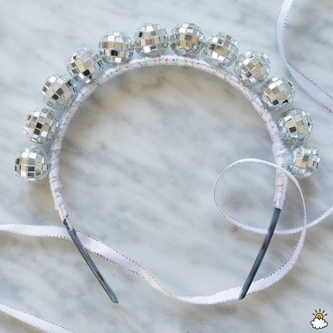 New Year’s Eve Headband, Mirror Ball Headband, Mirrorball Headband, Disco Ball Headband, New Years Eve Headband, New Years Headband, Mirrorball Outfit, Ootd Festival, Diy Crowns