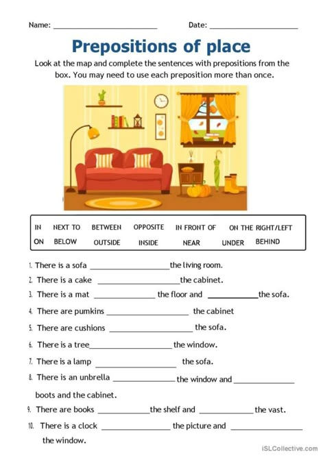 Practice and use prepositions of place to describe the position of things. This worksheet is best used for grade 3-4 students to help improve English language. Prepositions For Grade 1, Place Prepositions Worksheet, Worksheet Of Preposition, English Prepositions Worksheets, Preposition Worksheets For Grade 3, English Worksheet Grade 3, Position Words Worksheet, Preposition Of Place Worksheet, Grade 3 English Worksheets