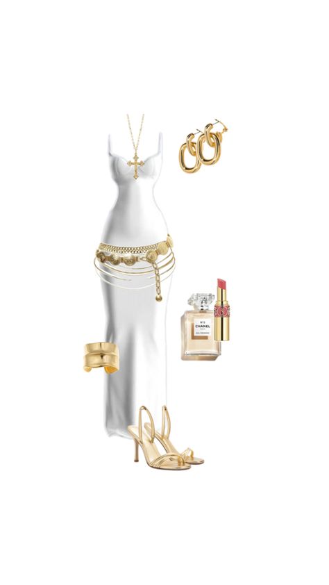 white dress gold jewelry it girl curly hair egypt Egypt Outfit, Formal Dress Outfit, Egypt Outfits, Dress Gold, It Girl, Fancy Outfits, Dress Outfit, Gold Dress, Formal Dress