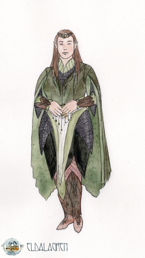 Elven Costume Reference created for @lagerderelben. The Woodland Warrior design offers a compromise between practicality and flowing garments. The Jacket's long, open, multilayered sleeves does not reach past the waist. Short wrap trousers, leggings over laced boots, and leather greaves leave the legs mostly free, save for the fancy Y-belt. The fine chainmail is lightweight but offers protection. Elven Chainmail, Leather Greaves, Elven Costume, Wrap Trousers, Warrior Design, Laced Boots, Pixie Hollow, Fantasy Dress, Moon Goddess