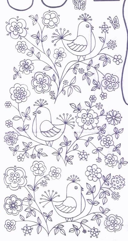 Drátěná Socha, Bordado Jacobean, Embroidery Transfers, Birds And Flowers, Embroidery Patterns Vintage, Bird Embroidery, Pola Sulam, Vintage Bird, 자수 디자인