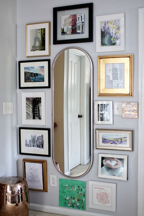 Galary Wall, Picture Wall Layout, French Country Mirrors, Mirror Decor Living Room, Mirror Gallery, Frame Wall Collage, Mirror Gallery Wall, Picture Gallery Wall, Architectural Styles