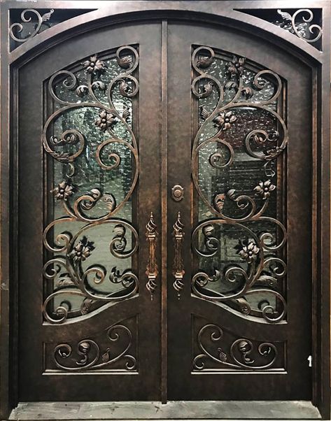 Double Entry Doors Iron, Exterior Iron Doors, Entrance Iron Door Design, Iron Entry Doors Double, Iron Front Door Double Entrance, Double Iron Doors Entrance Front Entry, Iron Doors Entrance Front Entry, Iron Double Door Design, Metal Front Door Ideas