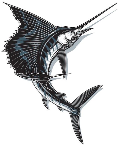 Sailfish by SashaXofia on DeviantArt Swordfish Tattoo Design, Sailfish Tattoo, Marlin Tattoo, Swordfish Tattoo, Blue Marlin Fish, Boat Logo, Beautiful Pencil Drawings, Marlin Fish, Salt Water Fish