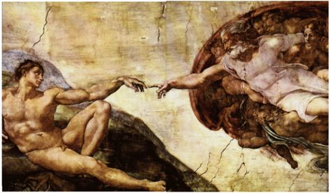 'The Creation of Man. DaVinci.  Inspiring. Michael Angelo, Istoria Artei, The Creation Of Adam, Rennaissance Art, Biblical Art, Classic Paintings, Adam And Eve, Historical Art, Old Paintings