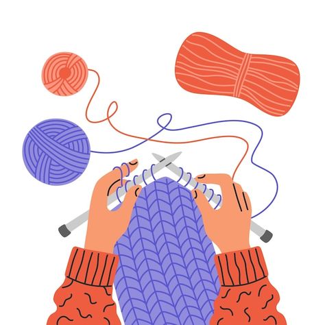 Knitting Drawing Reference, Knitting Illustration Drawing, Weight 3 Yarn Crochet Patterns, Knitting Vector, Knit Illustration, Braids Illustration, Yarn Illustration, Narrative Drawing, Crochet Drawing