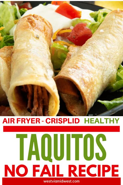 Air Fryer Recipes Meat, Homemade Taquitos, Air Fryer Recipes Low Carb, Air Fryer Recipes Breakfast, Air Fryer Recipes Snacks, Taquitos Recipe, Leftover Rotisserie Chicken, Air Fry Recipes, Meat Appetizers