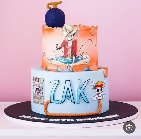 Luffy Cake Design, Monkey D Luffy Cake, Luffy Cake, Bento Cake, Pet Monkey, Monkey D Luffy, Animal Pictures, Vanilla, Cake