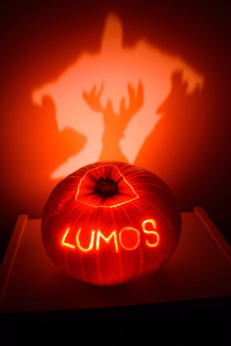 Lumos Pumpkin Carving, Halloweentown Pumpkin Carving, Plane Pumpkin Carving, Easy Harry Potter Pumpkin Carving, Broadway Pumpkin Carving Ideas, Hades Pumpkin Carving, Harry Potter Carved Pumpkins, Harry Potter Pumkins Ideas, Helluva Boss Pumpkin Carving