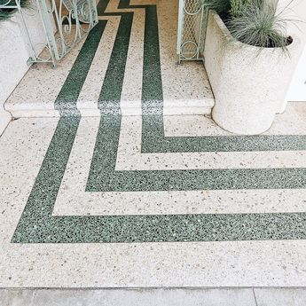 Terrazzo floor in San Francisco, California #terrazzo Chips Floor Design, Terrazzo Floor Design, Terrazo Flooring, Terazzo Floor, Terrazzo Bathroom, Terrazzo Floor, Terrazzo Design, Tiled Floor, Terrazzo Floors