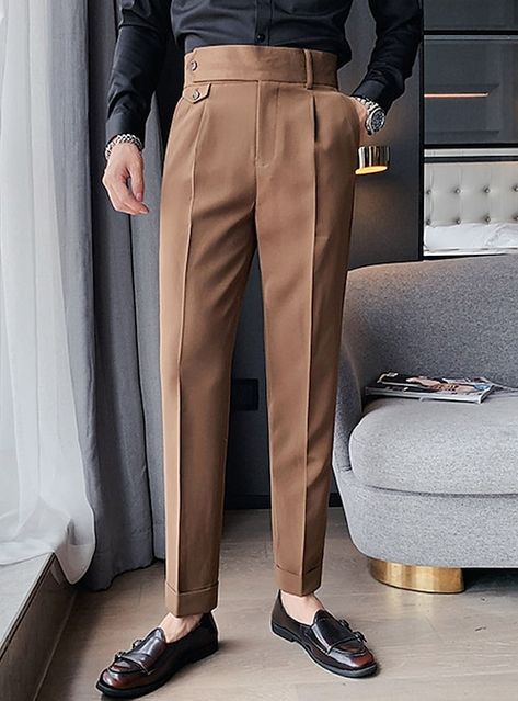 Formal Pant For Men, Gurkha Pants, Men Pants Pattern, Black And White Suit, Men's Dress Pants, Black And White Pants, Pants Pocket, Mens Casual Dress Outfits, Wedding Outdoor