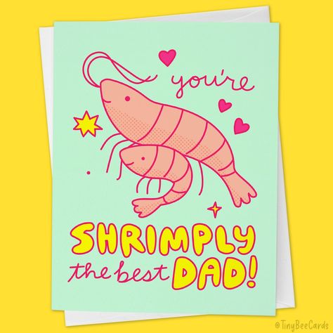 Shell-ebrate Mother's Day, Father’s Day or Mom or Dad’s birthday in style with this funny card and show mom or dad they're “Shrimply the Best!” Featuring a cute dad or mom shrimp and a lil child shrimp, this card is perfect to bring a smile, celebrating your unique and awesome dad or mom. Let them know they're your number one catch with this fun and heartfelt greeting! 🦐 Card size is 4.25 x 5.5 inches🦐 Blank inside for your personal message🦐 Printed on premium, sustainable FSC certified stock and comes with a matching white envelope. Copyright ©2024 Tiny Bee Cards. All rights reserved. Funny Dad Birthday Card, Shrimply The Best, Birthday Card Dad, Funny Dad Birthday Cards, Bee Birthday Cards, Mom Birthday Card, Birthday Cards For Mom, Bee Birthday, Cute Birthday Cards