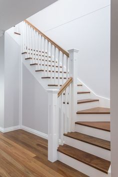 Staircase Architecture, Hamptons Homes, White Stairs, Diy Staircase, House Staircase, New Staircase, Staircase Makeover, Staircase Decor, Wooden Steps