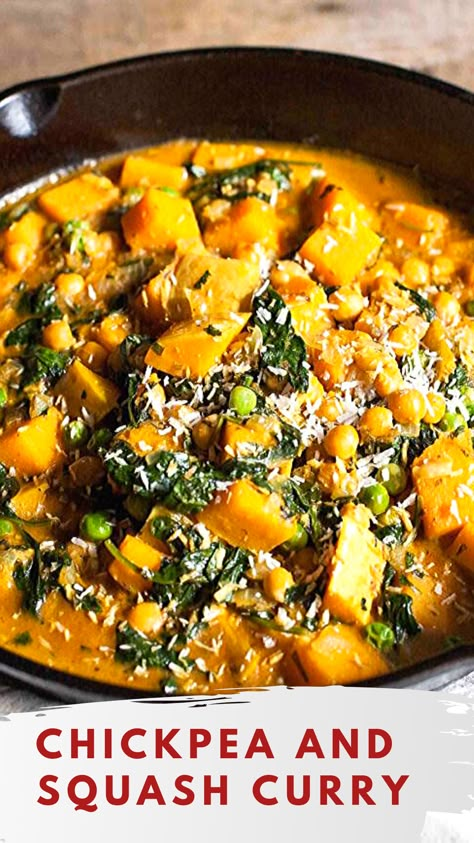 Vikalinka Recipes, Squash Curry, Vegetable Curry Recipes, Butternut Squash Curry, Chicken And Butternut Squash, Vegetarian Curry, Butternut Squash Recipes, Chickpea Curry, Vegetable Curry