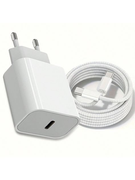 1 pièce Adaptateur de charge rapide USB-C + ensemble câble de charge de type C de 1m pour iPhone15/téléphone portable Android Blanc    TPE  Chargeurs   Chargers, size features are:Bust: ,Length: ,Sleeve Length: Iphone Charger, Wall Charger, Sports Equipment, Cell Phone Accessories, Iphone