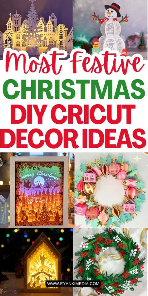 Christmas Crafts With The Cricut, Cricket Cardstock Projects, Christmas Garland Cricut, Diy Christmas Decorations Cricut, Cricut Christmas Decorations Diy, Diy Cricut Christmas Projects, Christmas Circuit Projects, Cricut Ornaments Diy Christmas Gifts, New Years Cricut Projects