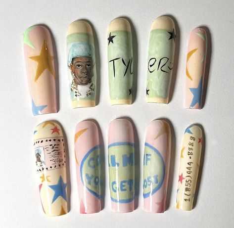 Tyler The Creator Nails, Mission Complete, Instagram Call, London Nails, Nails Now, Crazy Nails, Really Cute Nails, Acrylic Nails Coffin Pink, Almond Acrylic Nails