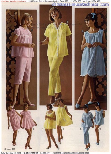 Vintage Loungewear, Cotton Nightwear, Vintage Pajamas, Fashion Newsletter, 60s And 70s Fashion, Fashion 1960s, 70’s Fashion, Vintage Nightgown, Vintage Inspired Outfits