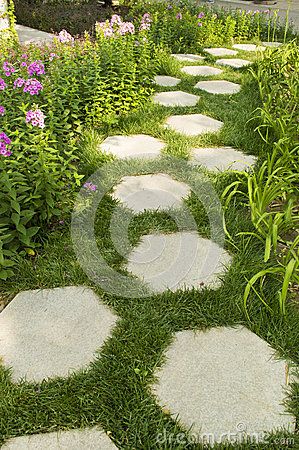 Hexagonal Path Stock Photos - Image: 70443 Garden Tiles Ideas Walkways, Hexagon Stepping Stones, Hexagon Garden Design, Hexagon Pavers Pathways, Hexagon Walkway, Hexagonal Pavers, Hexagon Pavers, Paver Path, Stone Garden Paths