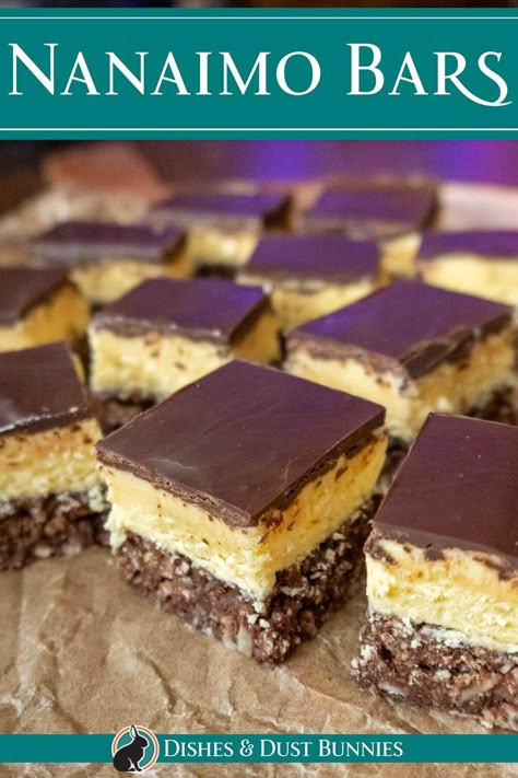 If you're craving something sweet, rich, and satisfying, look no further than Nanaimo Bars! These decadent bars come with three irresistible layers—starting with a crunchy graham cracker crumb base, followed by a creamy custard filling, and topped with a smooth semi-sweet chocolate layer. Plus, they’re no-bake, making them a perfect treat to whip up any time you need a sweet fix without turning on the oven. Whether you're hosting a gathering or indulging at home, Nanaimo Bars are a must-try! Best Nanaimo Bar Recipe, Gluten Free Nanaimo Bars, Nanaimo Bars Recipe, Canadian Baking, Nanaimo Bar, Nanaimo Bar Recipe, Rice Crispy Bars, Canadian Dessert, Nanaimo Bars