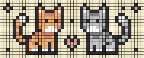 Pattern #161896 by likianka on BraceleBook.com Heart Couple, Cats Pattern, Pixel Pattern, Couple Matching, Alpha Patterns, Cross Stitch Art, Kitty Cat, Cross Stitch Pattern, Stitch Pattern