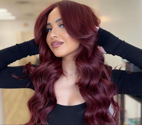 Red Hair Color Block, Jaclyn Hill Red Hair, Colourful Hair Ideas For Blondes, Deep Auburn Red Hair, Mulberry Hair, Deep Cherry Red Hair, Raspberry Hair Color, Cowgirl Copper, Fall Red Hair