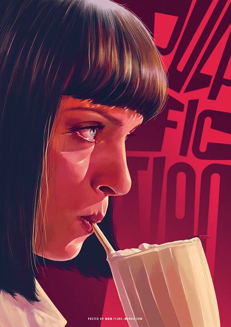 Flore Maquin | Paintable.cc Digital Painting Inspiration - Learn the Art of Digital Painting! #digitalpainting #digitalart Uma Thurman Pulp Fiction, Septième Art, Classic Movie Posters, Uma Thurman, Poster Minimalist, Alternative Movie Posters, Movie Poster Art, Film Art, Quentin Tarantino