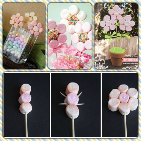 Marshmallow Bouquet, Marshmallow Bouquet Diy, Marshmallow Flowers Bouquet, Marshmallows Flowers, Marchmelow Candy, Flower Marshmallows, Baked Marshmallow Flowers, Floral Marshmallow, Marshmallow Flowers