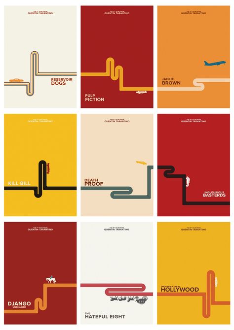 Tarantino Collection // 70s Minimalist Poster // Etsy Minimalist Post Design, List Poster Design, Minimalist Design Graphic, Film Branding, Line Graphic Design, Before After Design, Inspiration Typographie, Mises En Page Design Graphique, Minimalist Poster Design