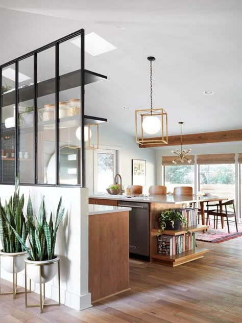 Distressed Decor, Gamble House, Fixer Upper Kitchen, Kitchen And Dining Room, Open Concept Kitchen, Joanna Gaines, Open Kitchen, Wood Flooring, Newport Beach