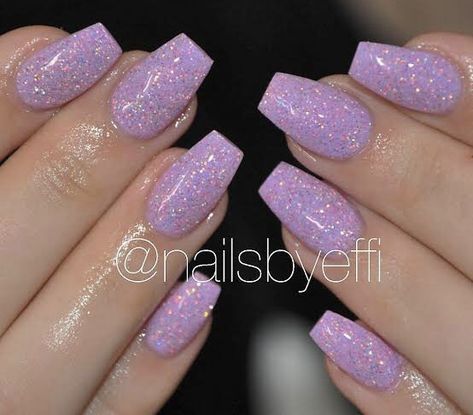 Stephs Nails, Purple Sparkly Nails, Glitter Acrylic Nails, Light Purple Nails, Glitter Tip Nails, Purple Glitter Nails, Glitter Nails Acrylic, Purple Acrylic Nails, Lilac Nails