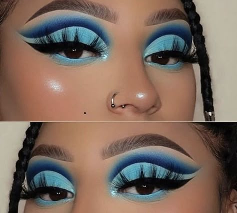 . Monochromatic Blue, Light Contour, Maquillage Yeux Cut Crease, Makeup Cantik, Eyebrow Kit, Drag Make-up, Highlight Palette, Contour Highlight, Cute Eye Makeup