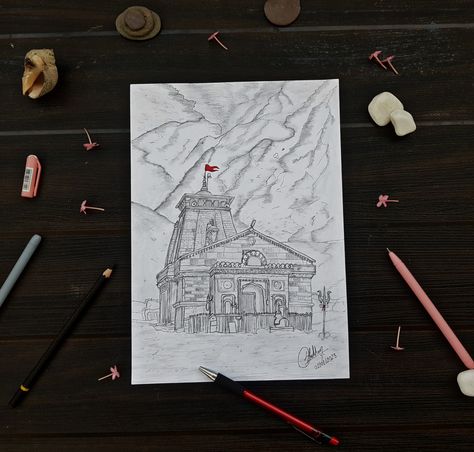 #kedarnath #pencildrawing Kedarnath Drawing Pencil, Kedarnath Temple Drawing Easy, Kedarnath Drawing Sketch, Kedarnath Temple Mandala Art, Kedarnath Temple Pencil Sketch, Kedarnath Sketch, Kedarnath Temple Sketch, Kedarnath Art, Kedarnath Temple Drawing